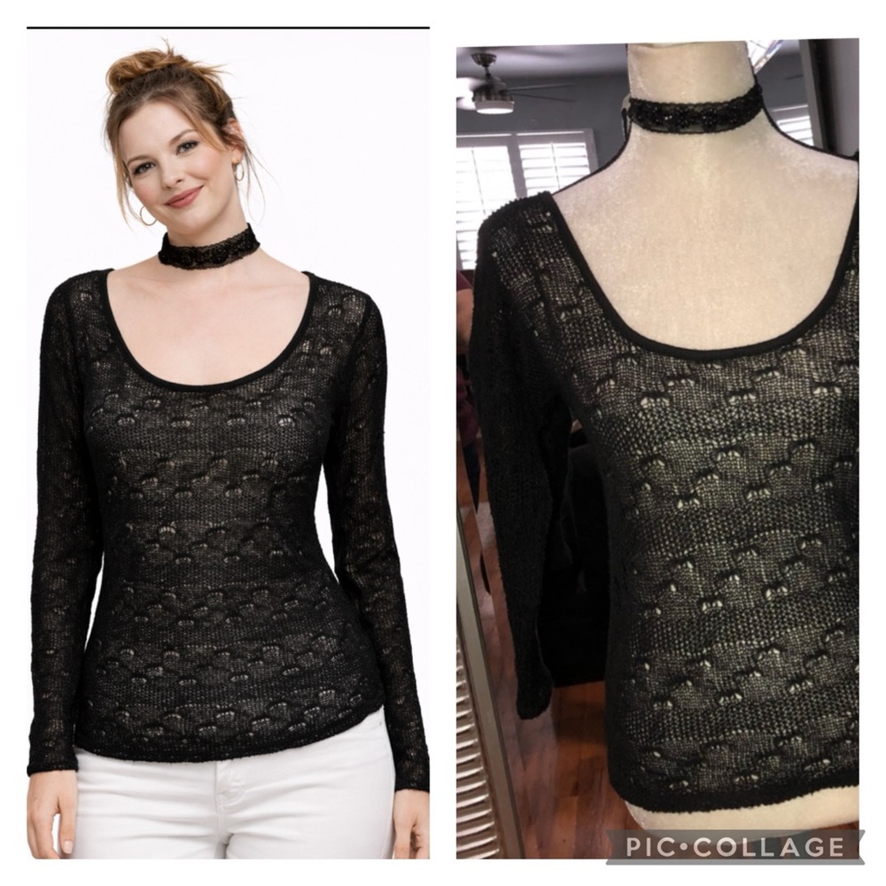Long sleeve black knit top